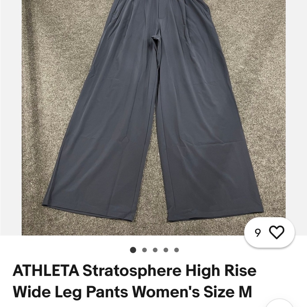 Athleta Wide-Leg High-Rise Pants — navy blue size medium